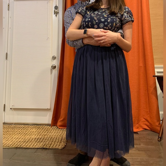 French Connection Diya Fit & Flare Midi Dress Size 12 Navy - Picture 11 of 12